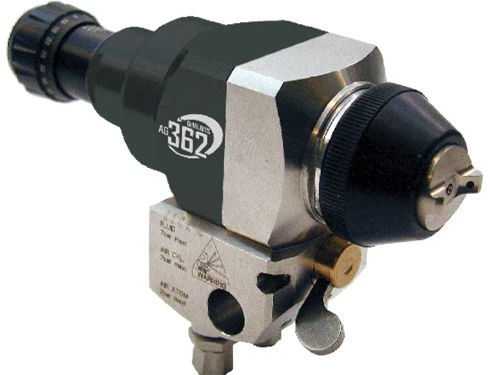 Devilbiss AG-362P Petite automatic gun with screw manifold - no recirculation and remote-controlled metering of material