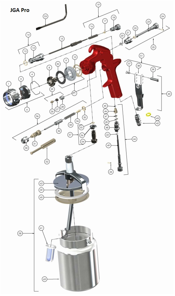 Fine air regulation valve for JGA Pro, GFG Pro, GTI Pro, PriPro