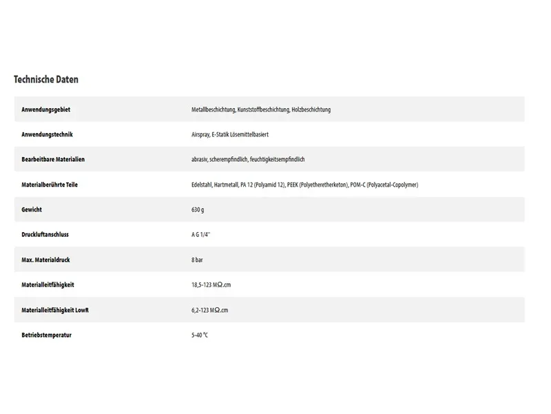 Spraypack GM 5000EA – Zip52 Alu-Finish Technische Daten