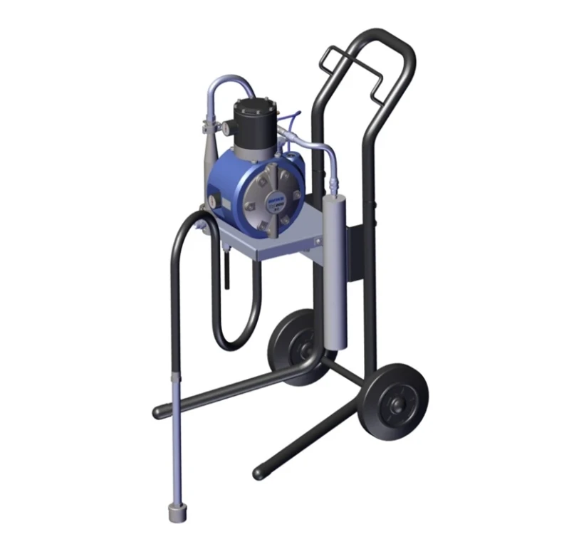 DX200 3:1 Membranpumpen auf Fahrwagen mit Pulsationskammer und Filter