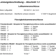 Pulsationsdämpfer Standard Technische Daten
