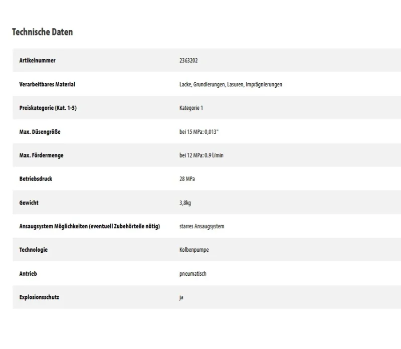 Spraypack EvoMotion 40-15 Technische Daten
